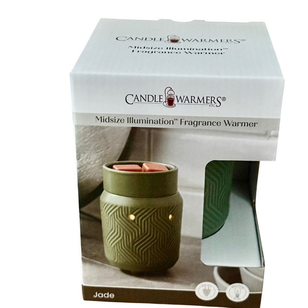 NEW NIB Candle‎ Warmers Fragrance Wax Warmer Jade Green Geometric